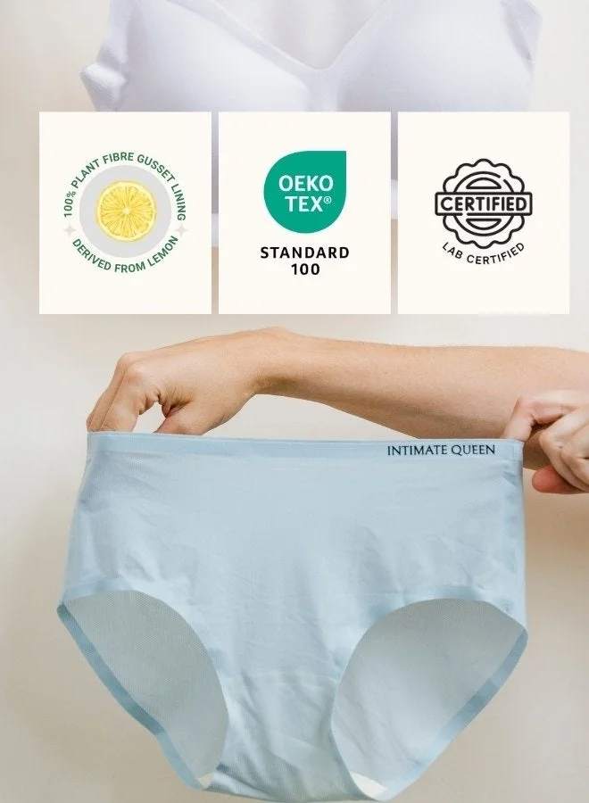 Intimate Queen Powder Blue Lemon Bae Briefs – Seamless Calm, Made with Lemon Peel | Sweat-Wicking & Made for Sensitive Skin (Pack Of 3)  | Best Price UAE